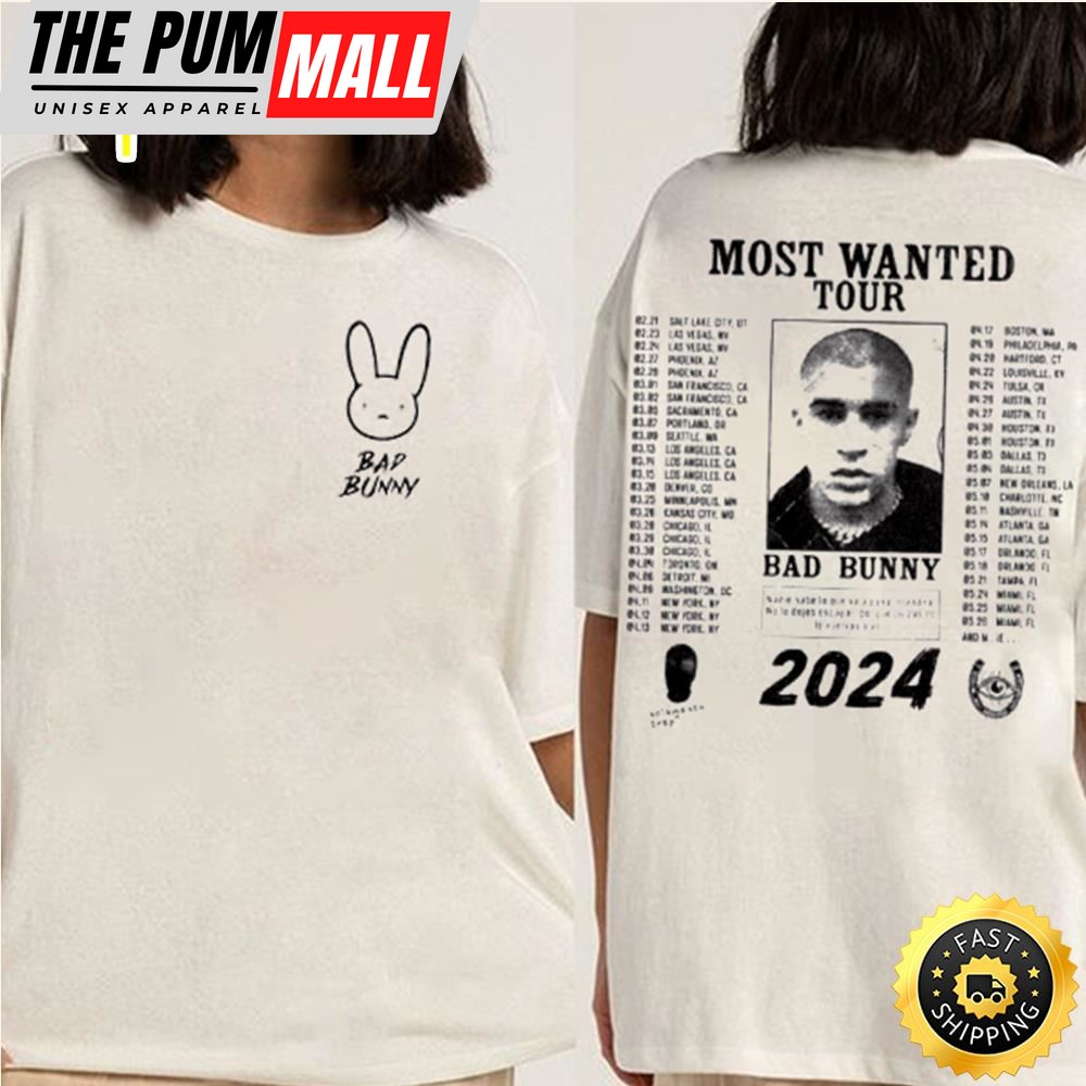 Hot New Bad Bunny Most Wanted Tour 2024 T-Shirt