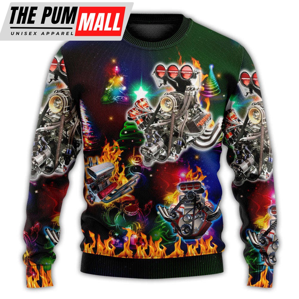 Hot Rod Tree Fire Ugly Christmas Sweaters For Men And Women