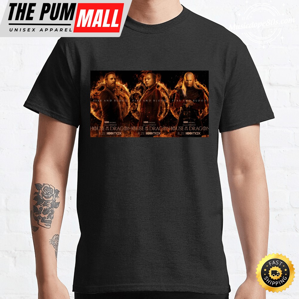 House of the Dragon Fire and Blood Black T-shirt