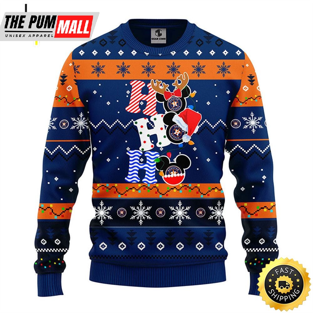 Houston Astros Hohoho Mickey Christmas Ugly Sweater