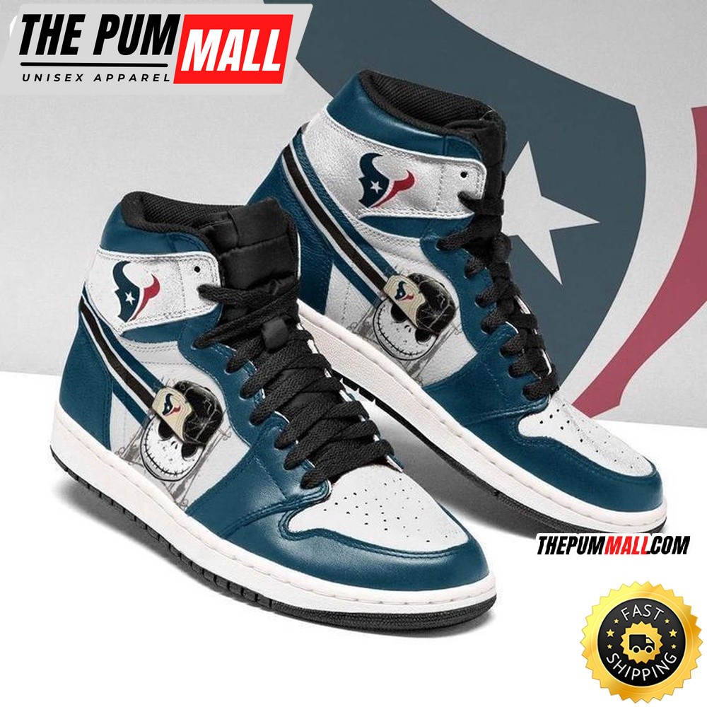 Houston Texans Air Jd 1 Shoes Jack Skellington Printing Shoes Sneaker
