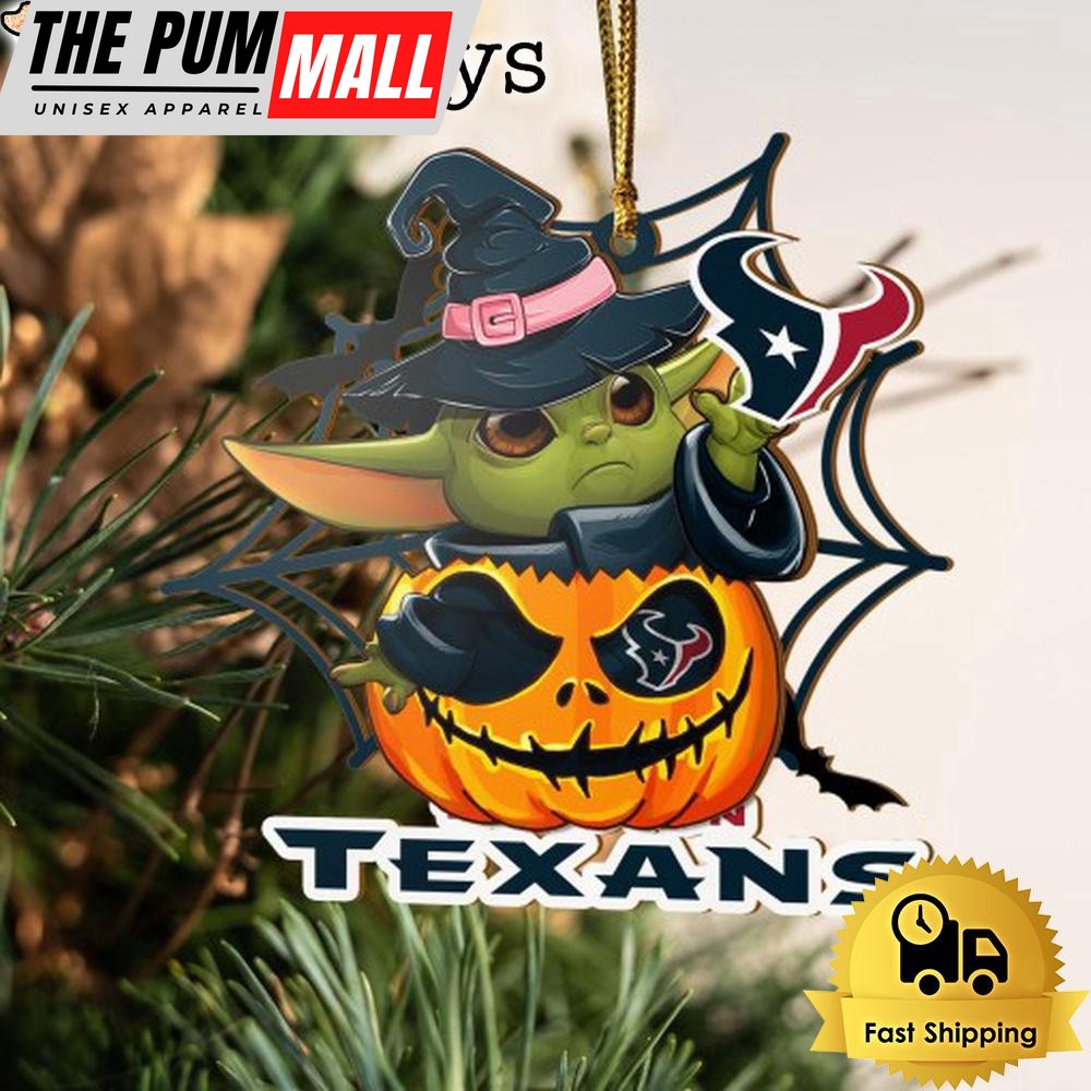Houston Texans Baby Yoda Pumpkin Halloween Ornament Limited Edition