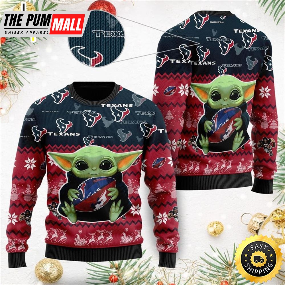Houston Texans Baby Yoda Ugly Christmas Sweater Ugly Sweater Christmas