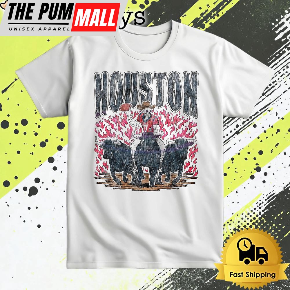 Houston Texans Cowboy Skeleton Football T Shirt