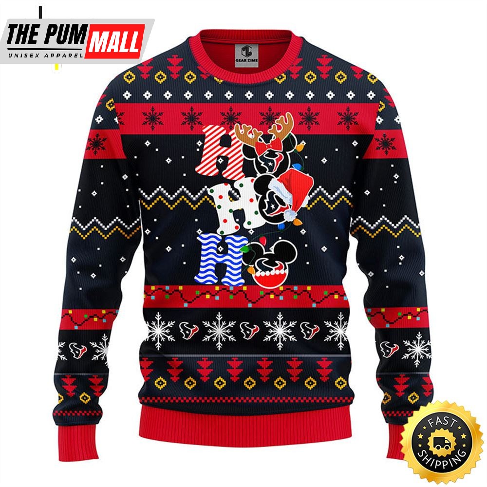 Houston Texans HoHoHo Mickey Christmas Ugly Sweater