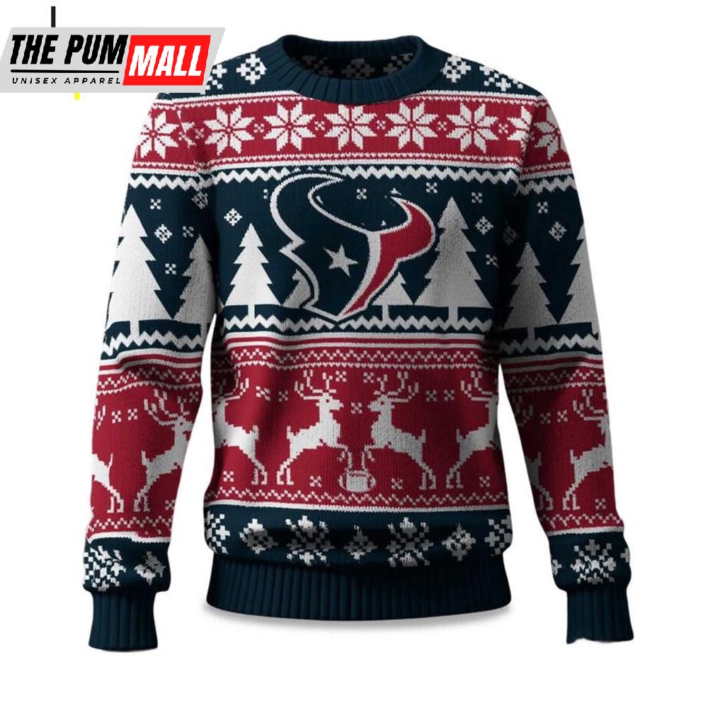 Houston Texans Reindeer Football Ugly Christmas Sweater