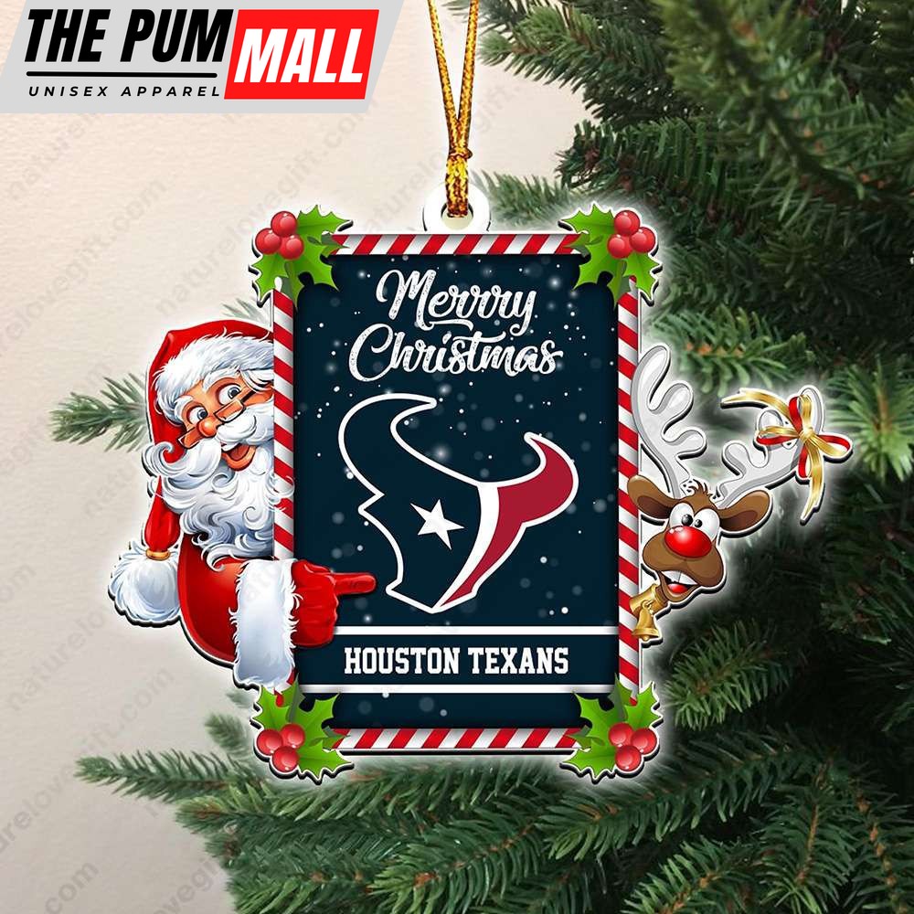 Houston Texans Santa And Reindeer Funny Christmas Ornament NFL Gift Limited Edition