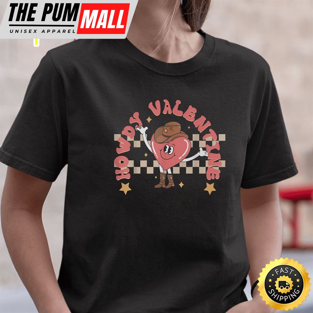 Howdy Valentine Retro Western Valentines Day 2025 T-Shirt