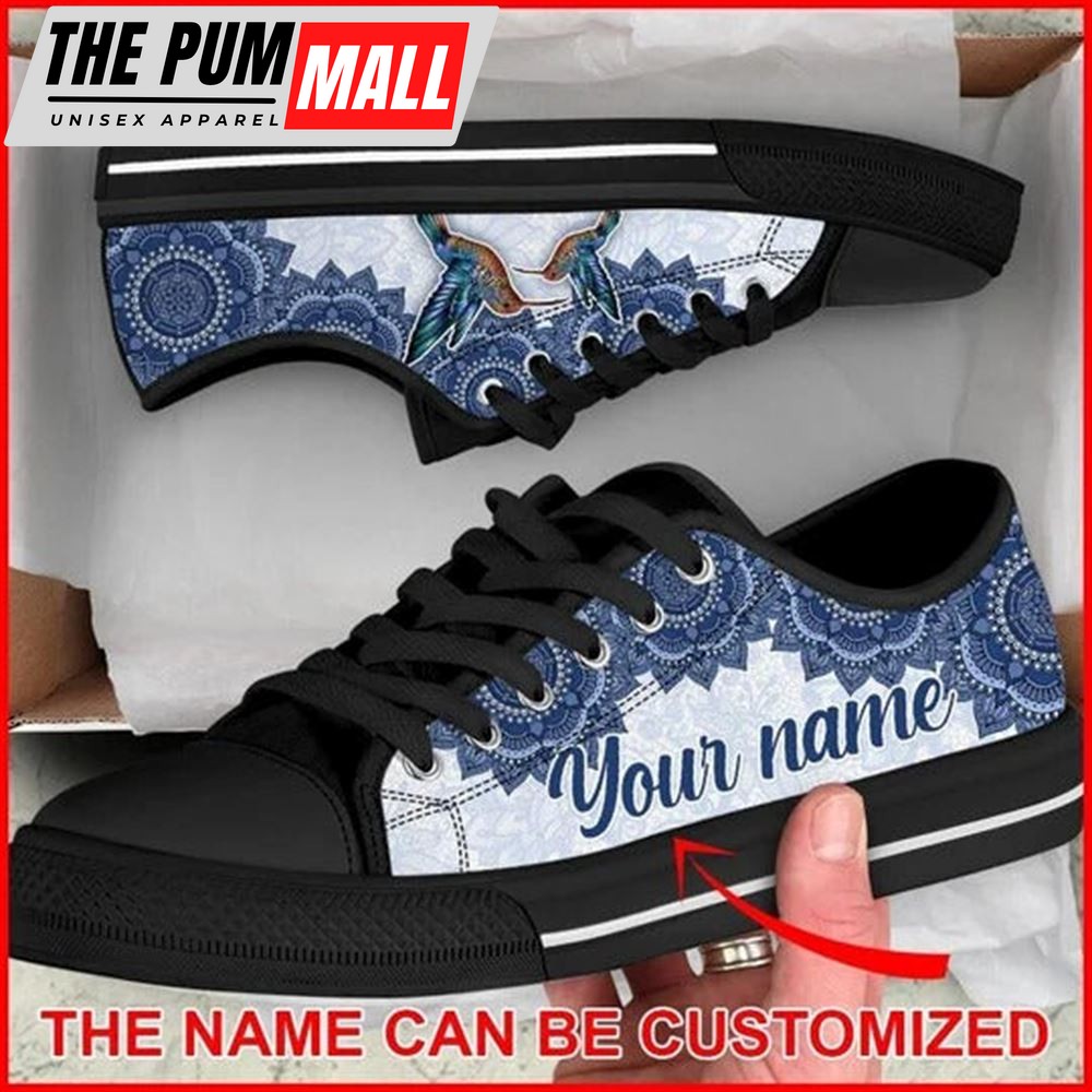 Hummingbird Mandala Luxury Personalized Canvas Low Top Shoes – Low Top Shoes Mens, Women