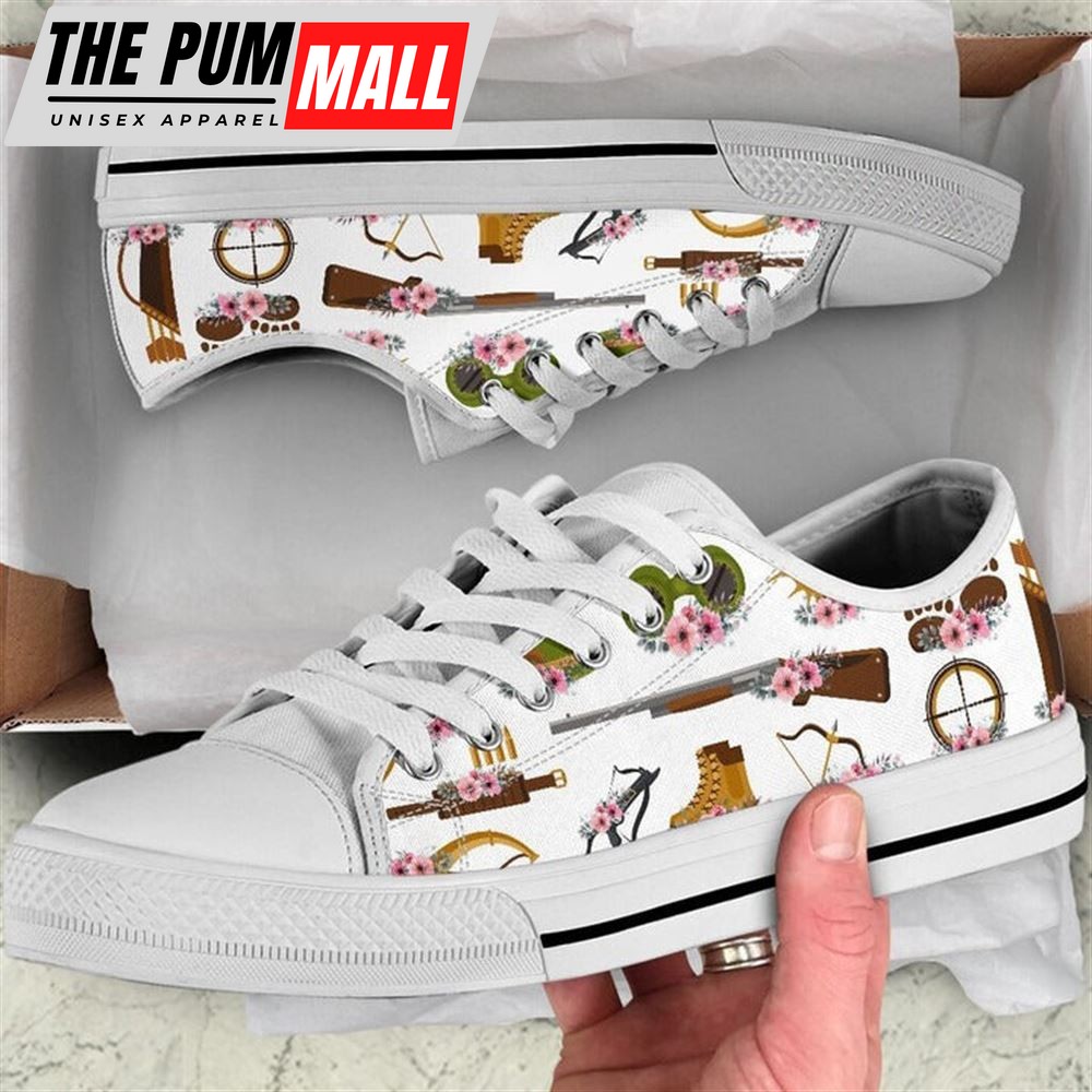 Hunting Tool Flower Watercolor Low Top Shoes – Low Top Shoes Mens, Women