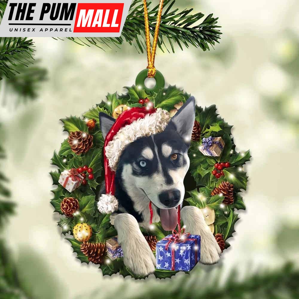 Husky And Christmas Ornament – Acrylic Dog Ornament – Gifts For Dog Lovers Limited Edition