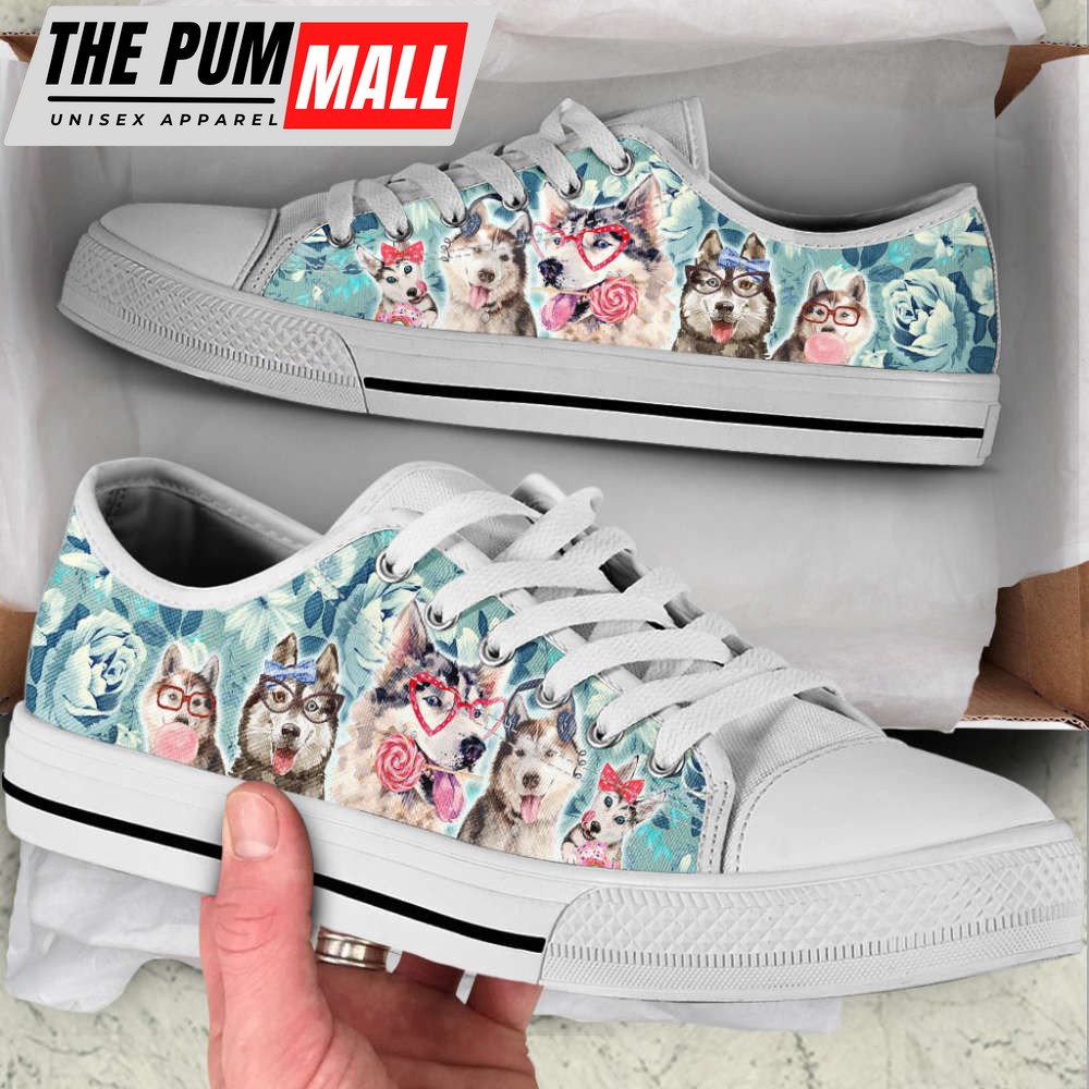 husky-dog-flowers-pattern-low-top-shoes-canvas-sneakers-casual-shoes-efjfn1eb Husky Dog Flowers Pattern Low Top Shoes Canvas Sneakers Casual Shoes