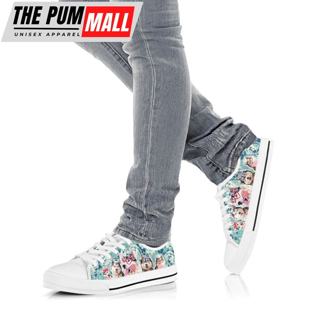 husky-dog-flowers-pattern-low-top-shoes-canvas-sneakers-casual-shoes-efjfn1eb Husky Dog Flowers Pattern Low Top Shoes Canvas Sneakers Casual Shoes