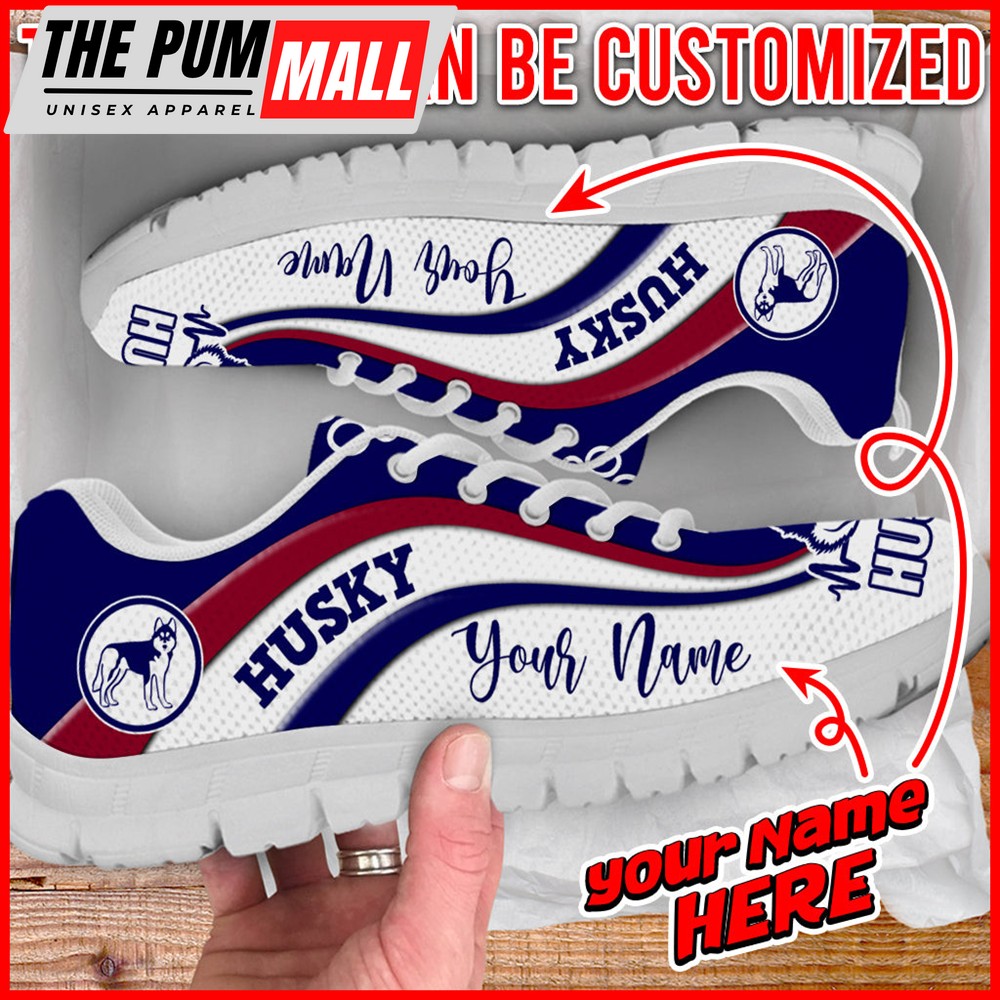 Husky Dog Lover Shoes Symbol Stripes Pattern Sneaker Walking Shoes – Personalized Custom – Best Shoes For Dog Mom