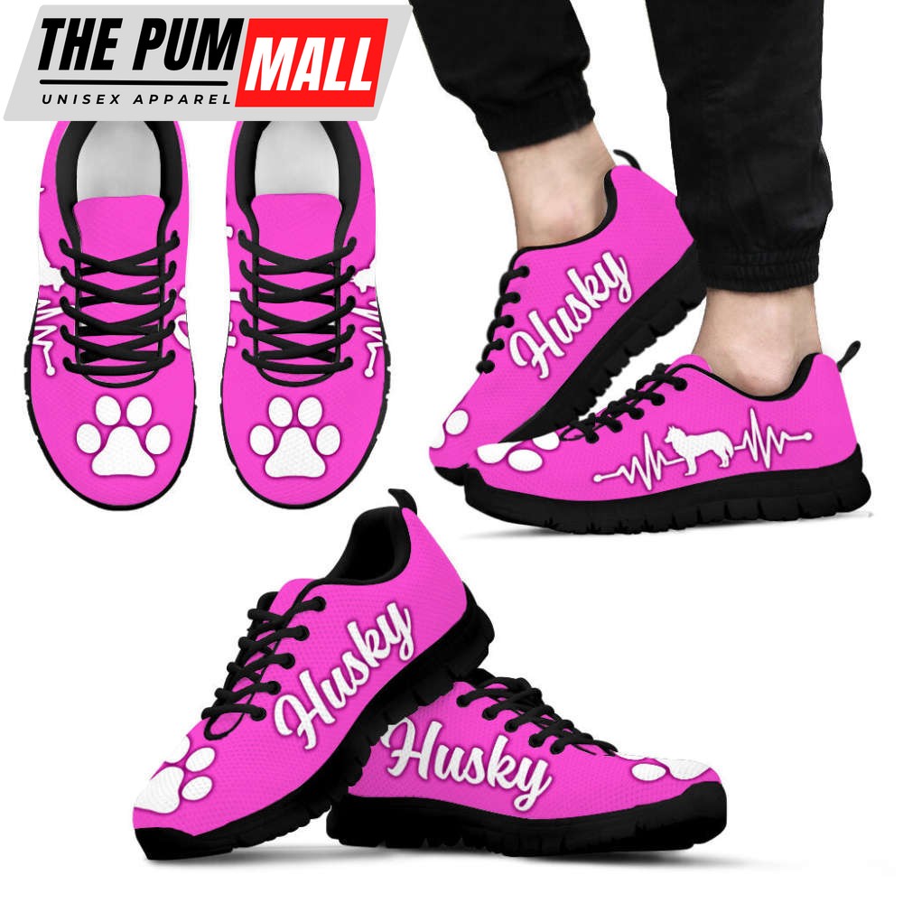 husky-dog-lover-shoes-white-heartbeat-pink-sneakers-walking-running-lightweight-pzuiepet Husky Dog Lover Shoes White Heartbeat Pink Sneakers Walking Running Lightweight Casual Shoes For Pet Lover