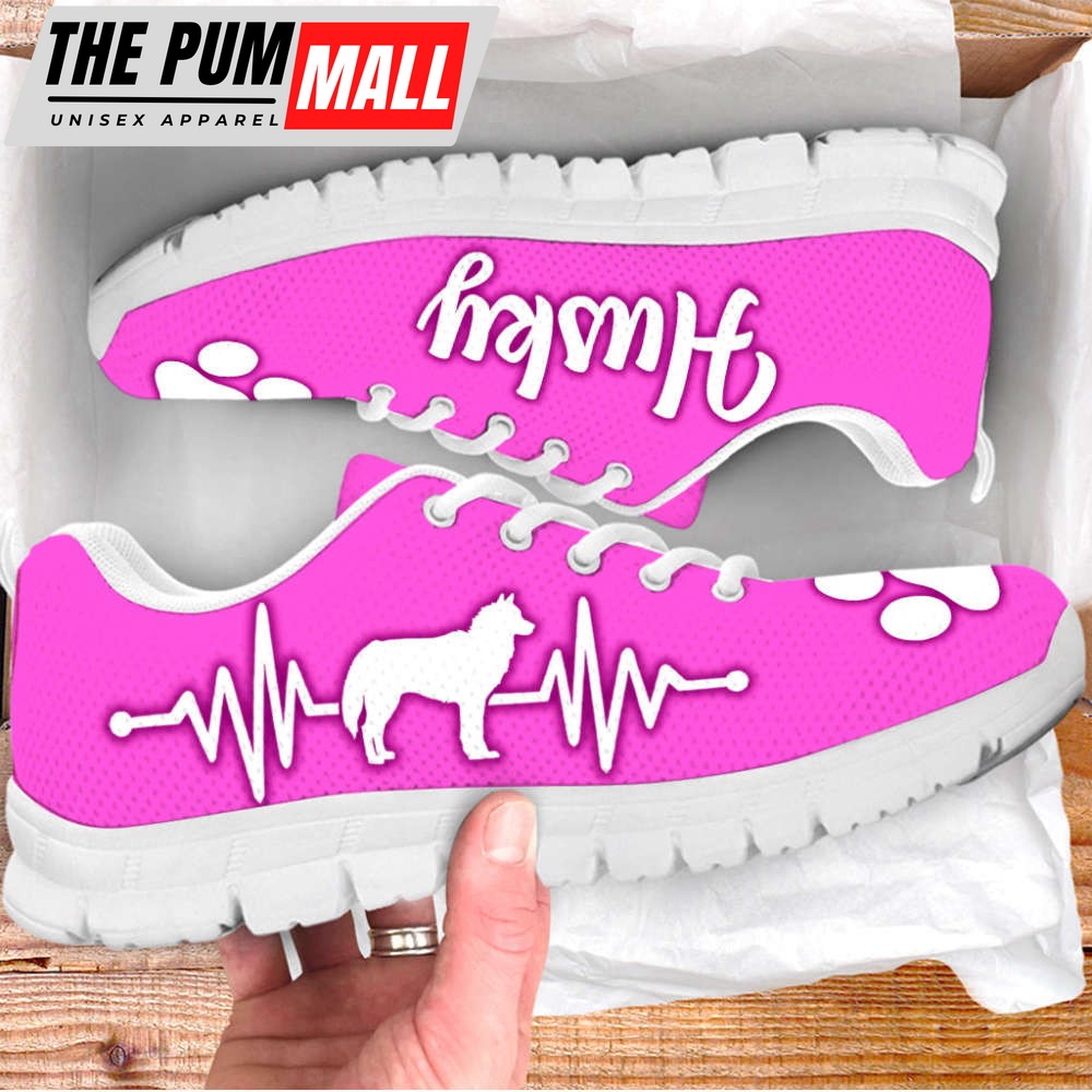 husky-dog-lover-shoes-white-heartbeat-pink-sneakers-walking-running-lightweight-pzuiepet Husky Dog Lover Shoes White Heartbeat Pink Sneakers Walking Running Lightweight Casual Shoes For Pet Lover