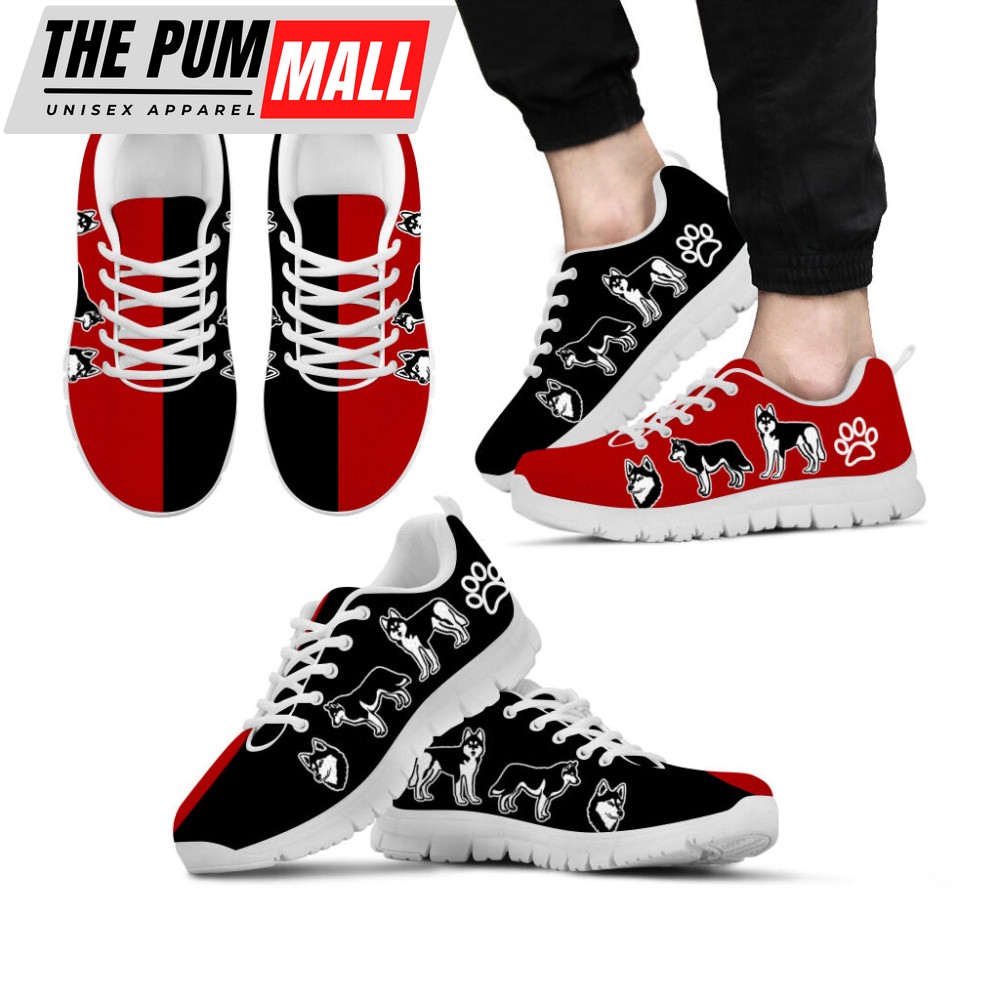 Husky Dog Lover Shoes Yin Yang Color Sneakers Walking Running Lightweight Casual Shoes For Pet Lover