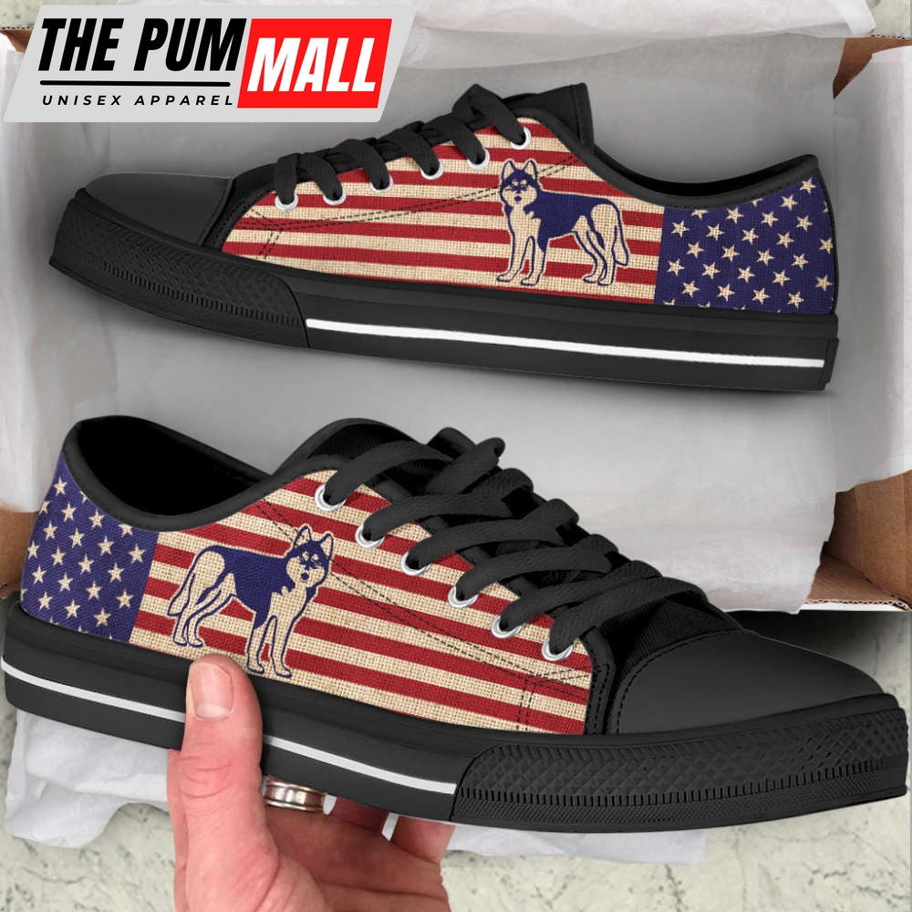 husky-dog-usa-flag-low-top-shoes-canvas-sneakers-casual-shoes-ic4l8f4w Husky Dog USA Flag Low Top Shoes Canvas Sneakers Casual Shoes