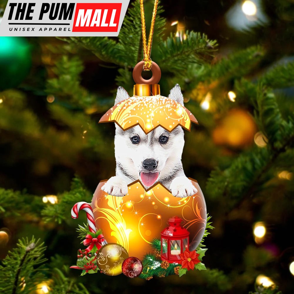 Husky In Golden Egg Christmas Ornament – Acrylic Dog Ornament – Gifts For Dog Lovers Limited Edition