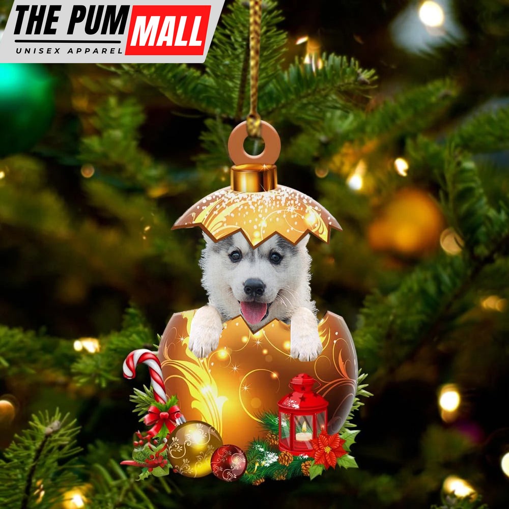 Husky In Golden Egg Christmas Ornament – Car Ornament – Unique Dog Gifts For Owners Limited Edition