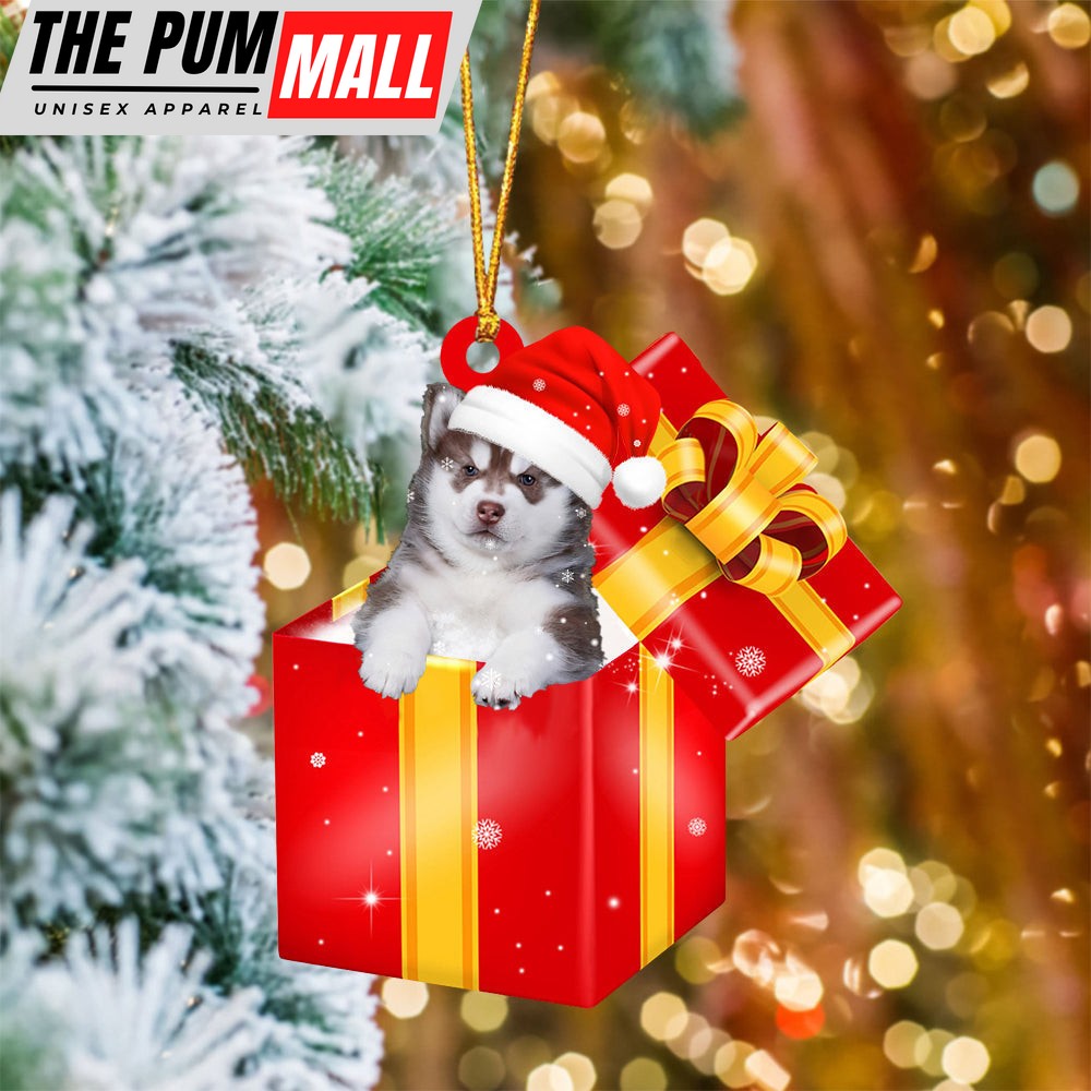 Husky2 In Red Gift Box Christmas Ornament – Holiday Dog Ornaments Limited Edition