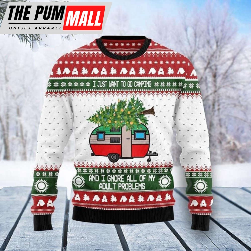 I Jus Want To Go Camping Ugly Christmas Sweater, Gift For Men And Women