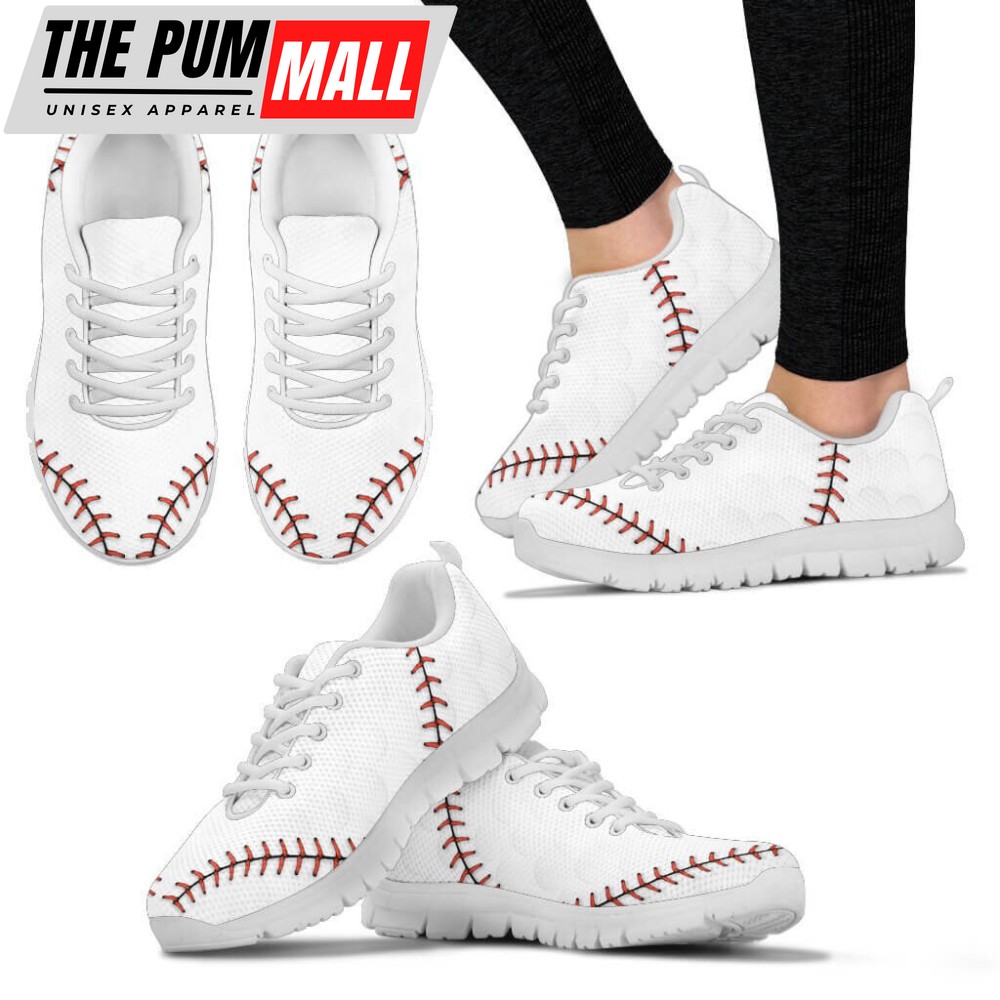 I Love Baseball Sneakers,White Baseball Inspired Design For Women Sneakers