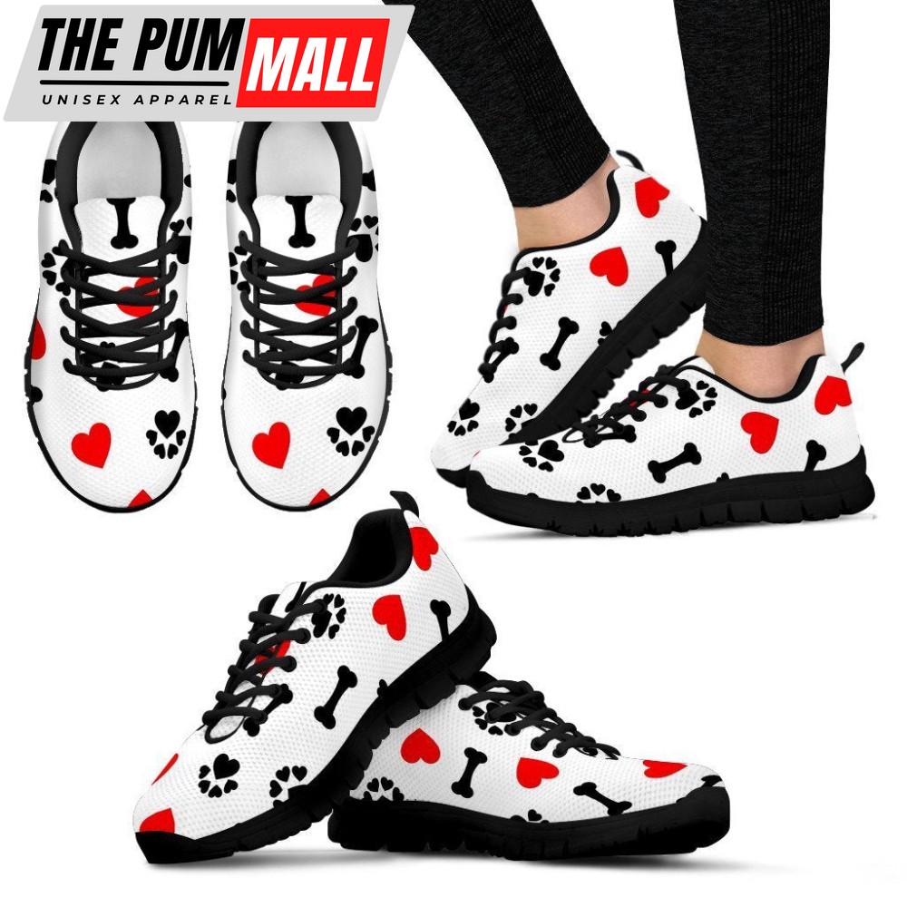 I Love Dog Sneakers Walking Running Lightweight Casual Shoes For Men And Women Paws