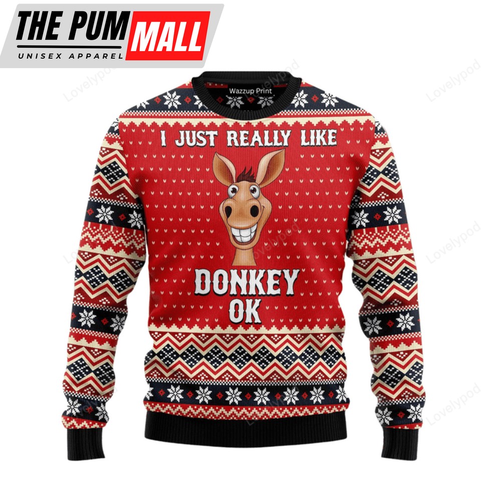 I Really Like Donkey Funny Ugly Christmas Sweater – Christmas Gifts