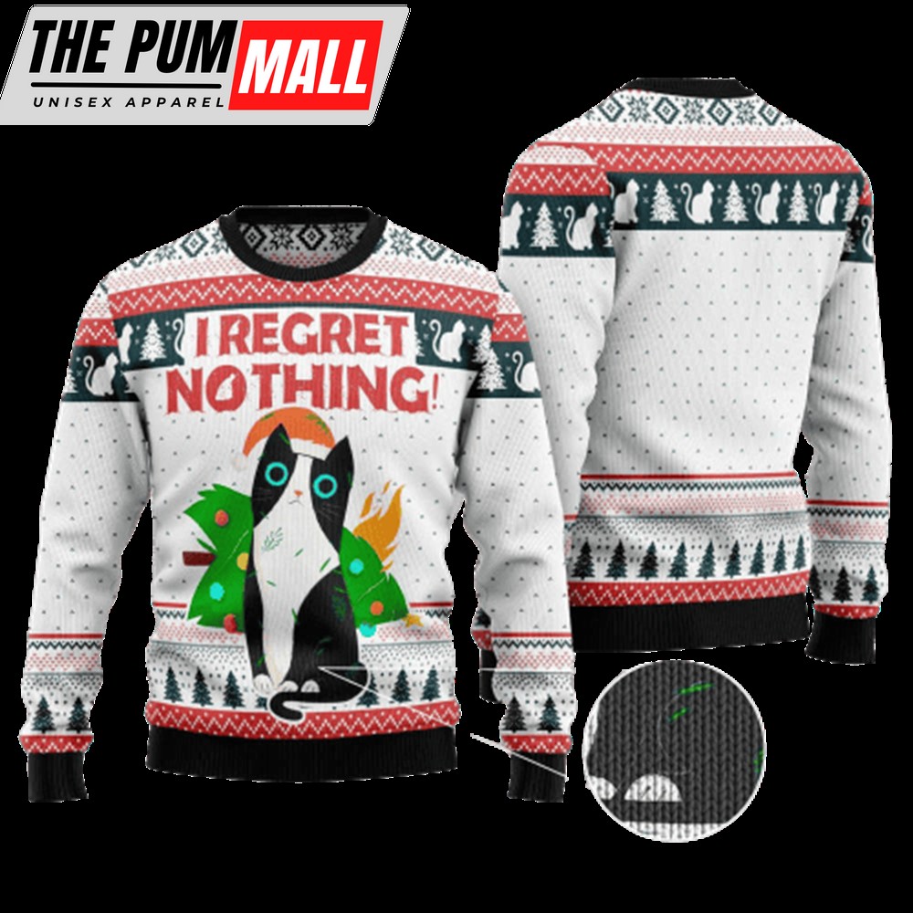 I Regret Nothing Cat Ugly Christmas Sweater For Men And Women