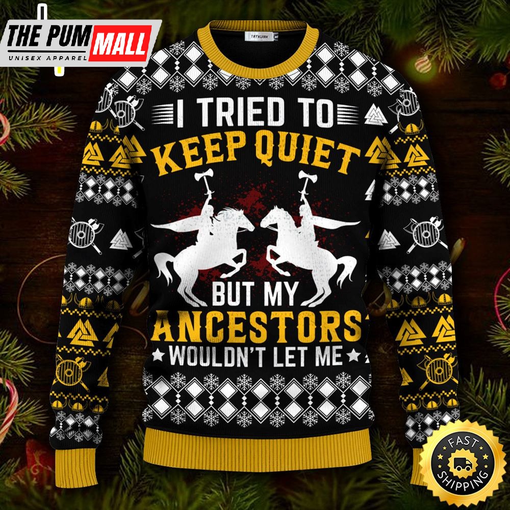 I Tried To Keep Quiet Yellow Viking Ugly Skull Sweater Christmas