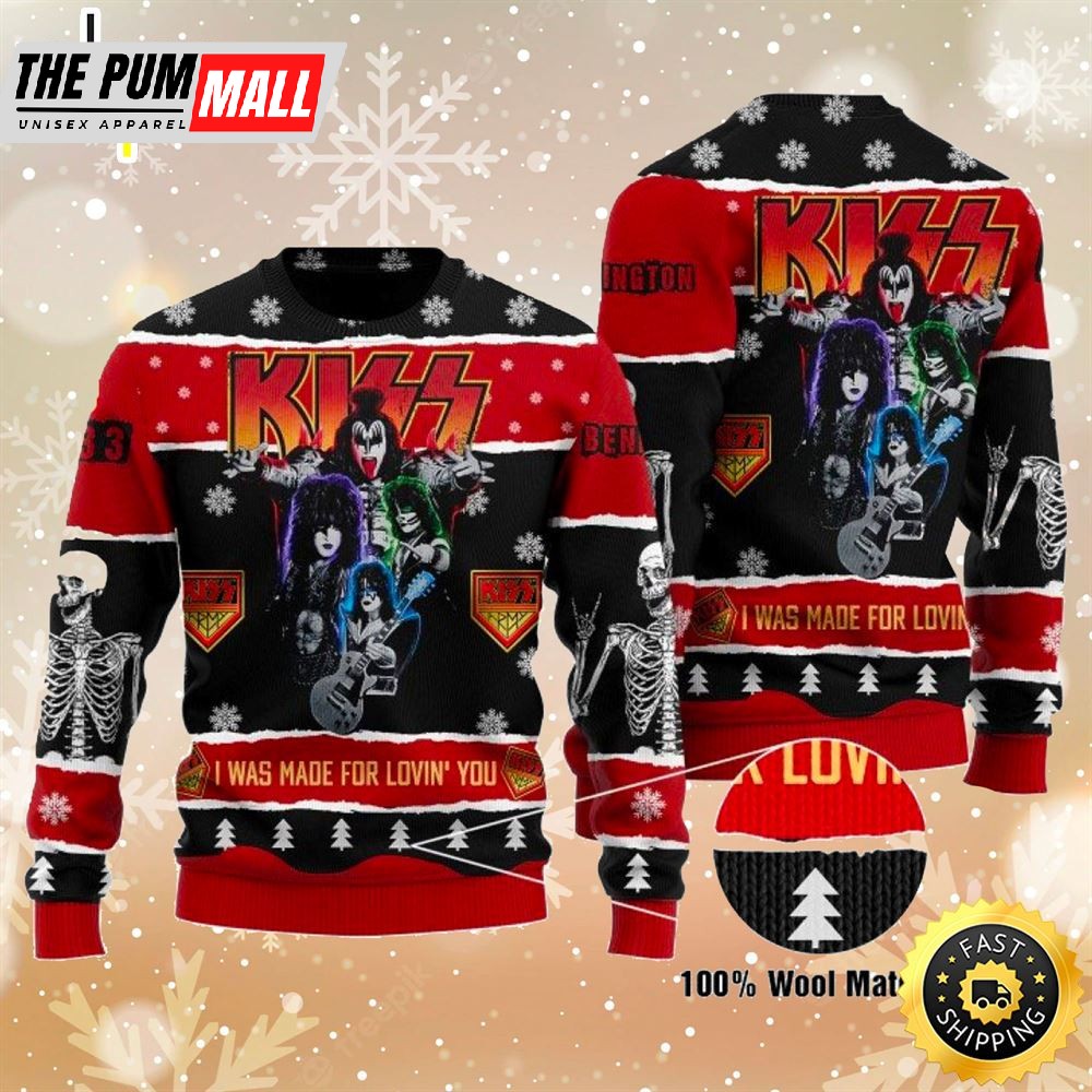 I Was Made For Lovin You Kiss Custom Ugly Christmas Sweater
