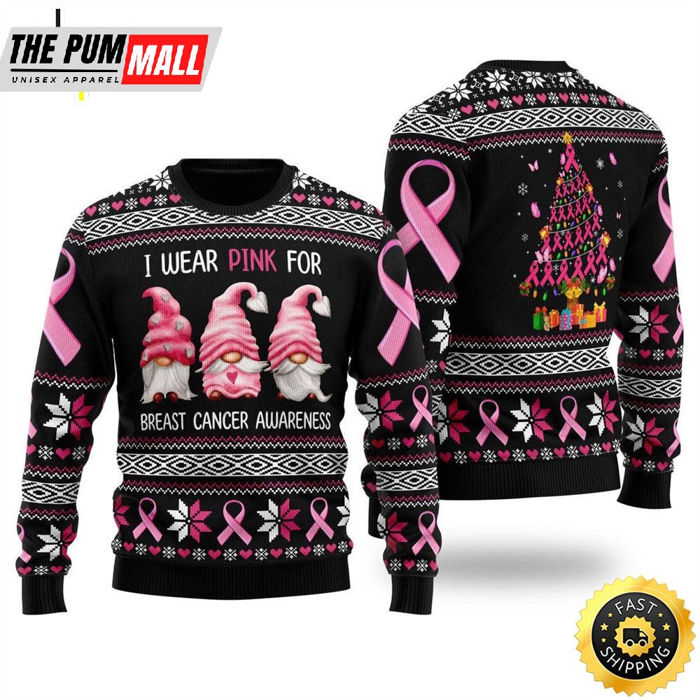 I Was Pink Breast Cancer Awareness Ugly Christmas Sweater