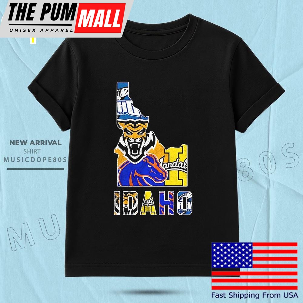 Idaho Sports Team Map Logo T Shirt