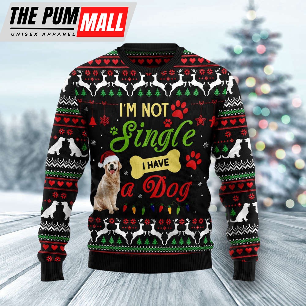 I’M Not Single I Have A Golden Retriever Ugly Christmas Sweater, Gift For Christmas