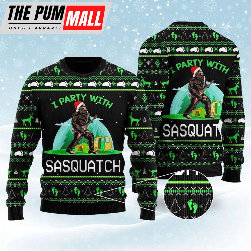 I’m Party With Sasquatch Camping Ugly Christmas Sweater, I’m Party With Sasquatch Camping – Sweatshirt Gift For Christmas Day
