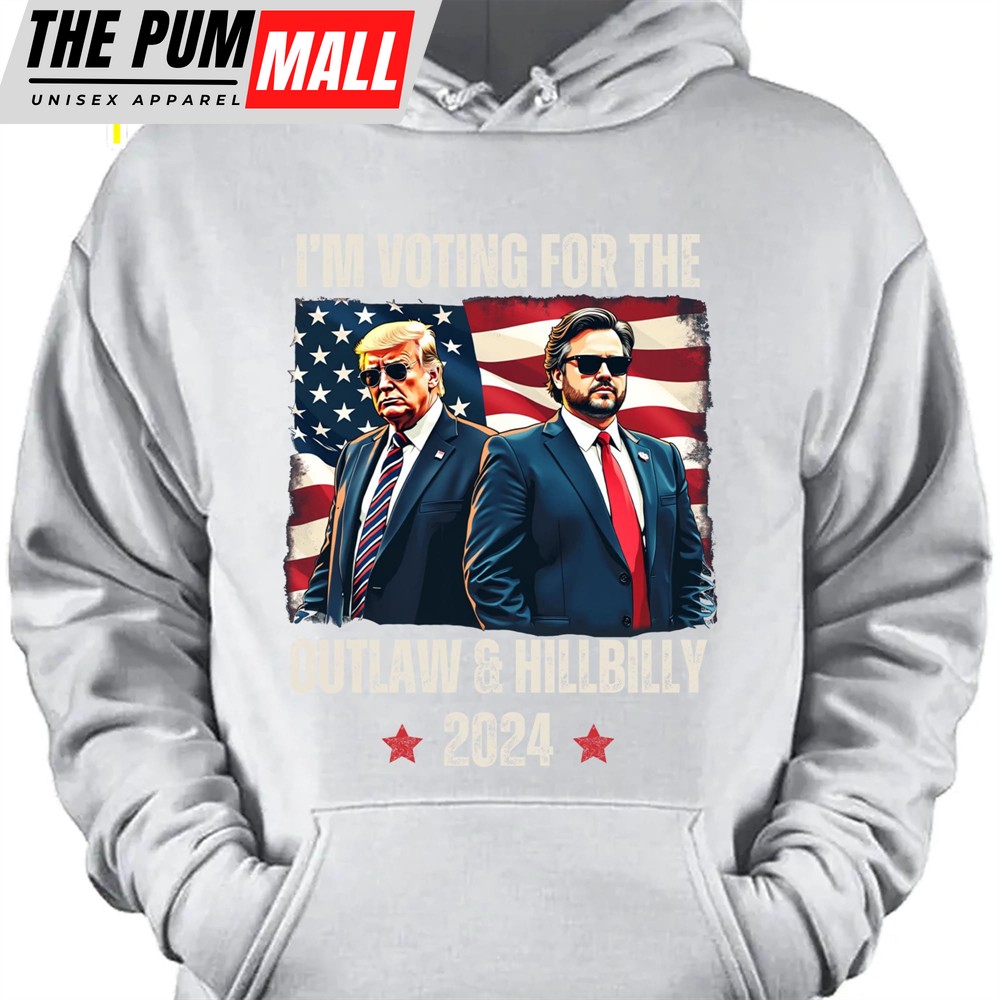 I’m Voting For The Outlaw And The Hillbilly 2024 Shirt Trump Vance Shirt Trump Supporters Shirt Dark