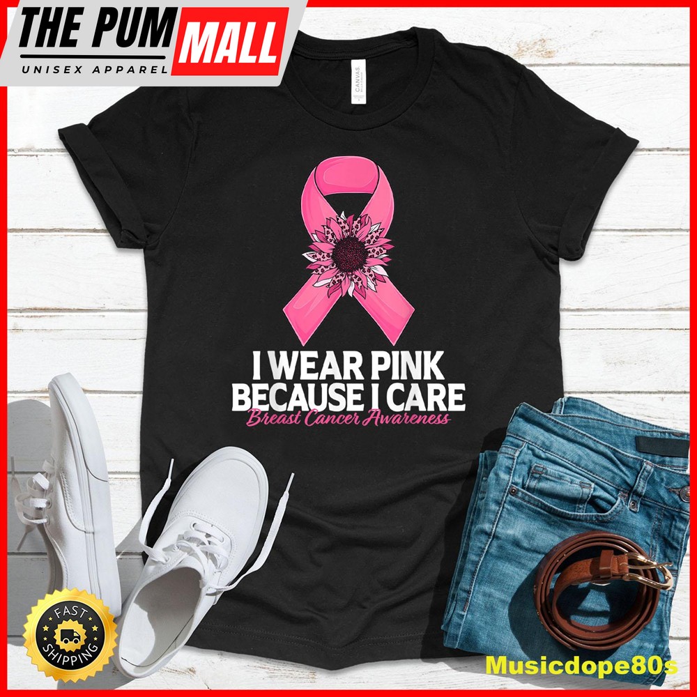 In October We Wear Pink Sunflower Breast Cancer Awareness T-Shirt
