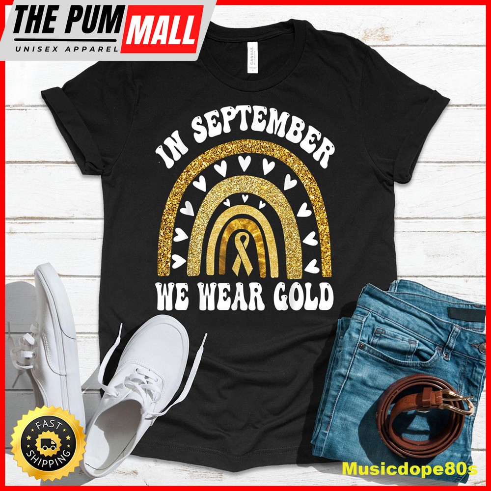 In September We WearShiny Rainbow Childhood Cancer Awareness T-Shirt