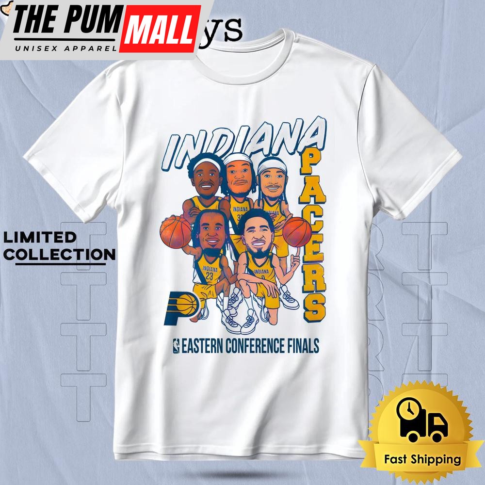 Indiana Pacers Cartoon Starting Five 2025 Eastern Conference Finals T Shirt