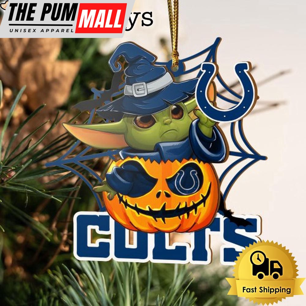 Indianapolis Colts Baby Yoda Pumpkin Halloween Ornament Limited Edition