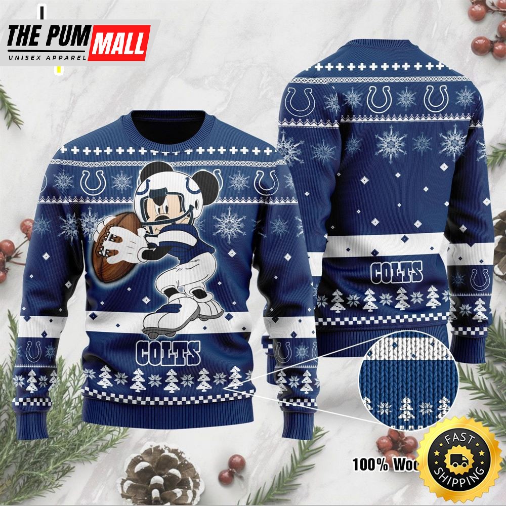 Indianapolis Colts Mickey Mouse Funny Ugly Christmas Sweater, Perfect Holiday Gift