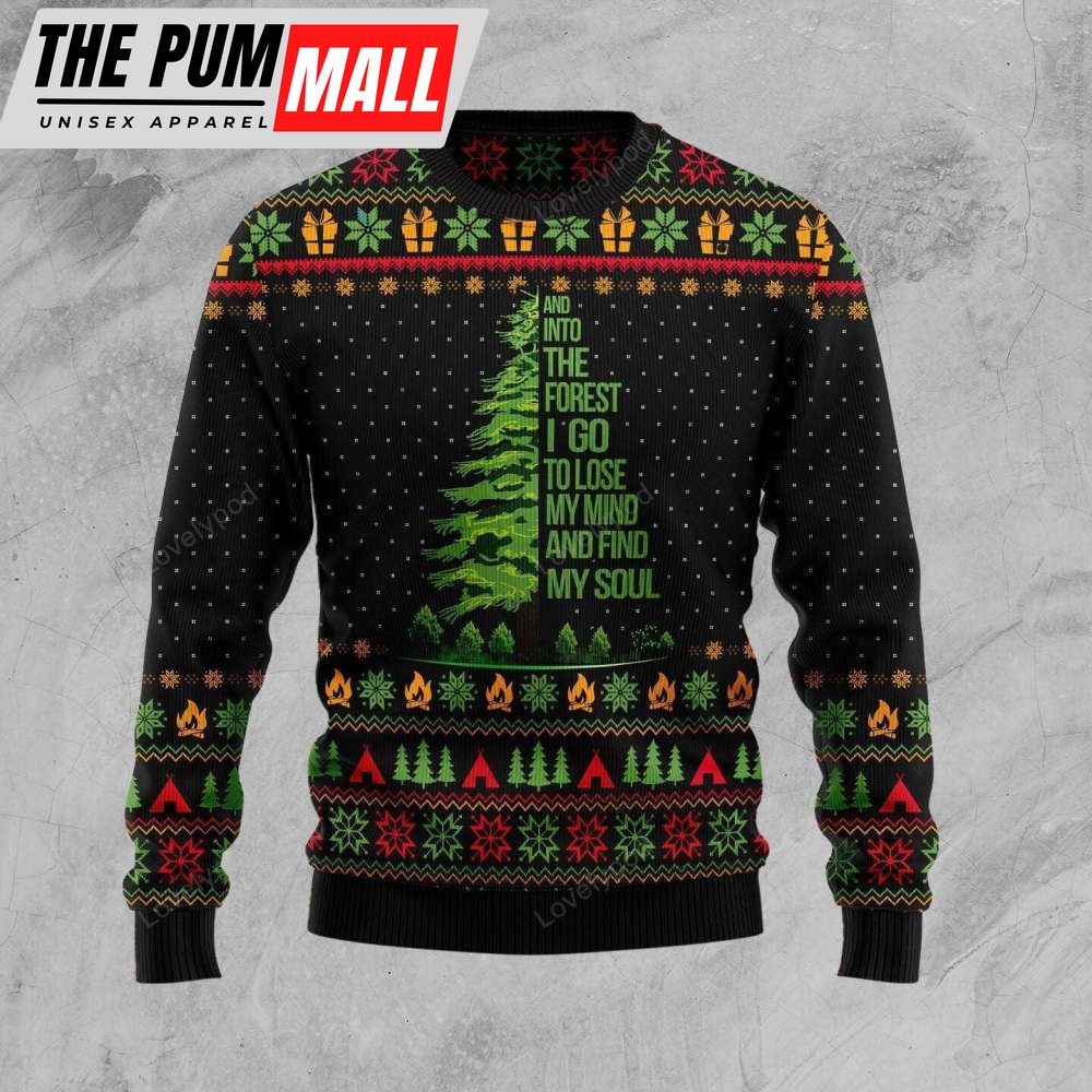 Into The Forest I Go Camping Ugly Christmas Sweater – Gift For Christmas