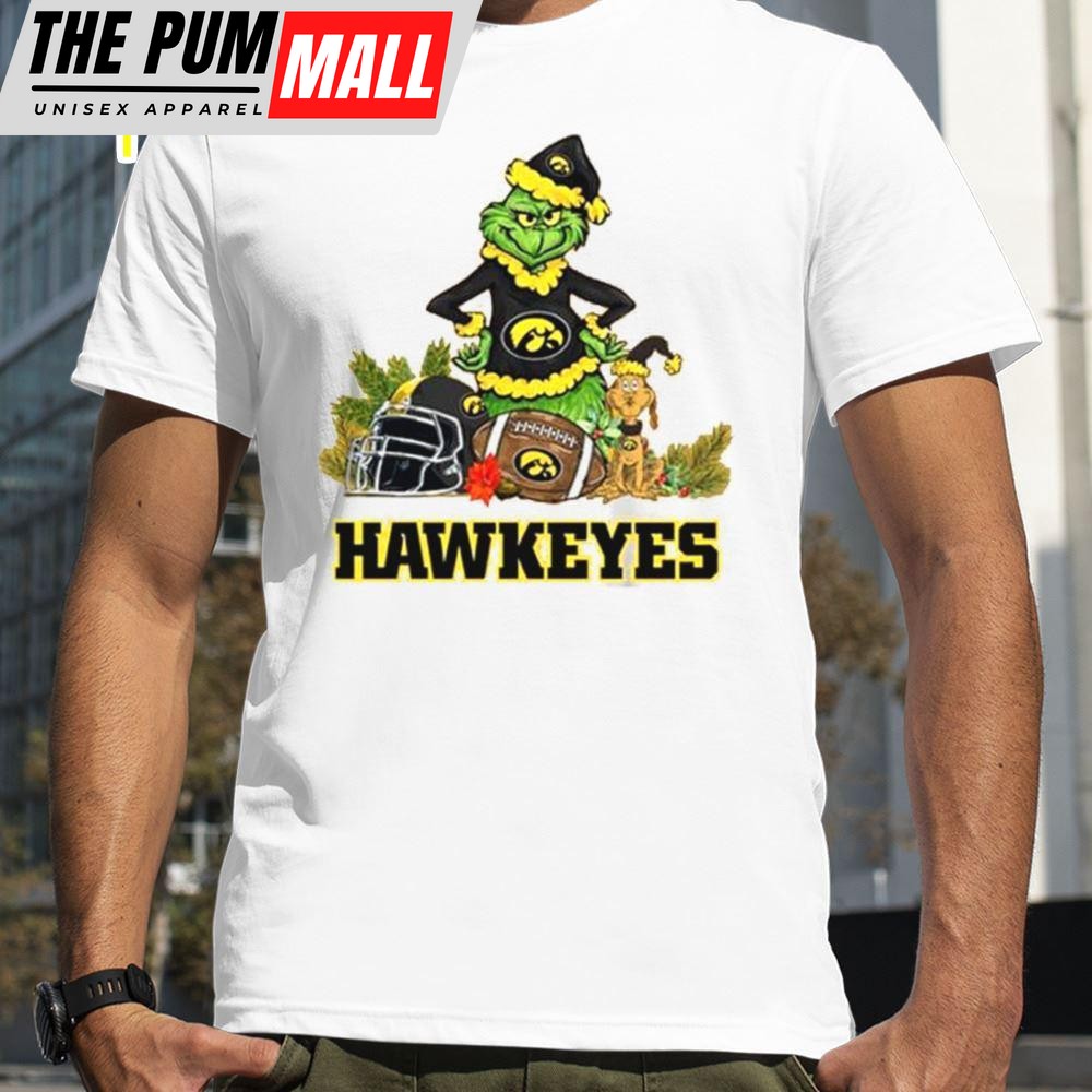 Iowa Hawkeyes Santa Grinch And Dog Merry Christmas T-Shirts