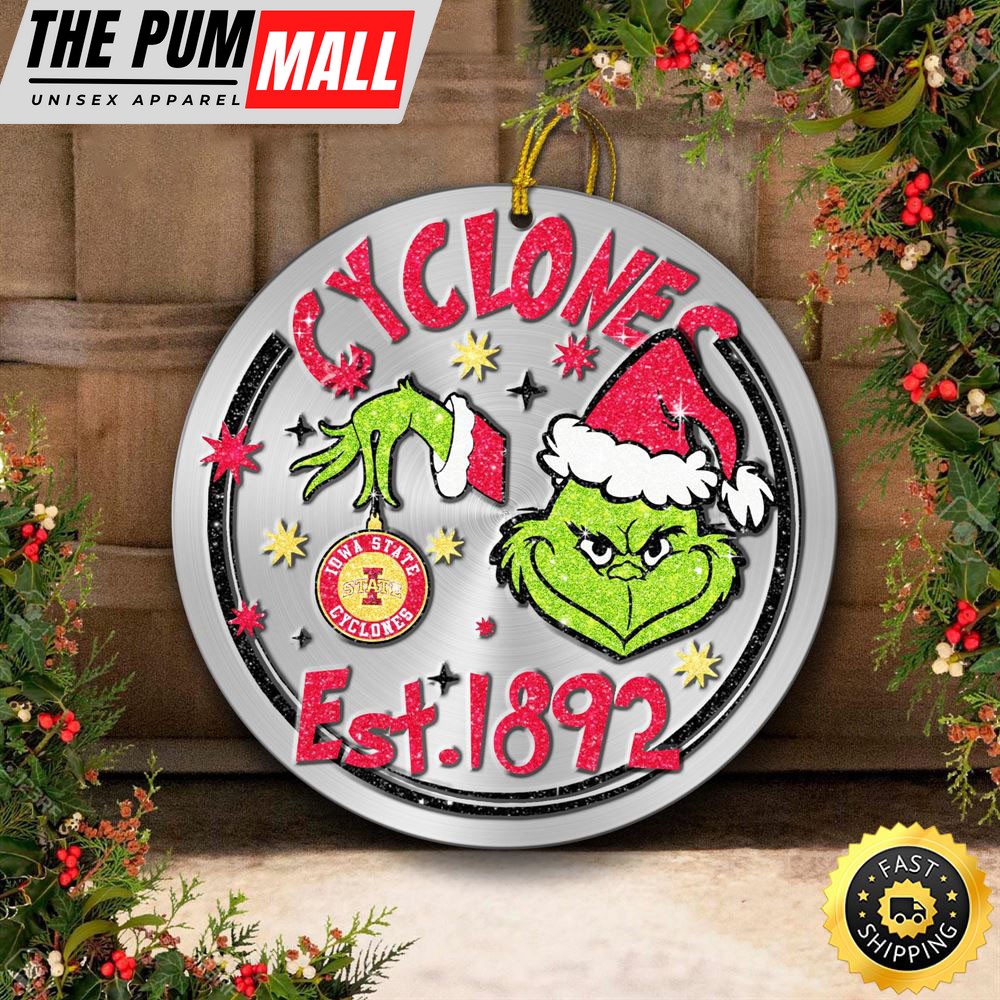 Iowa State Cyclones Grinch Circle Ornaments Christmas Limited Edition