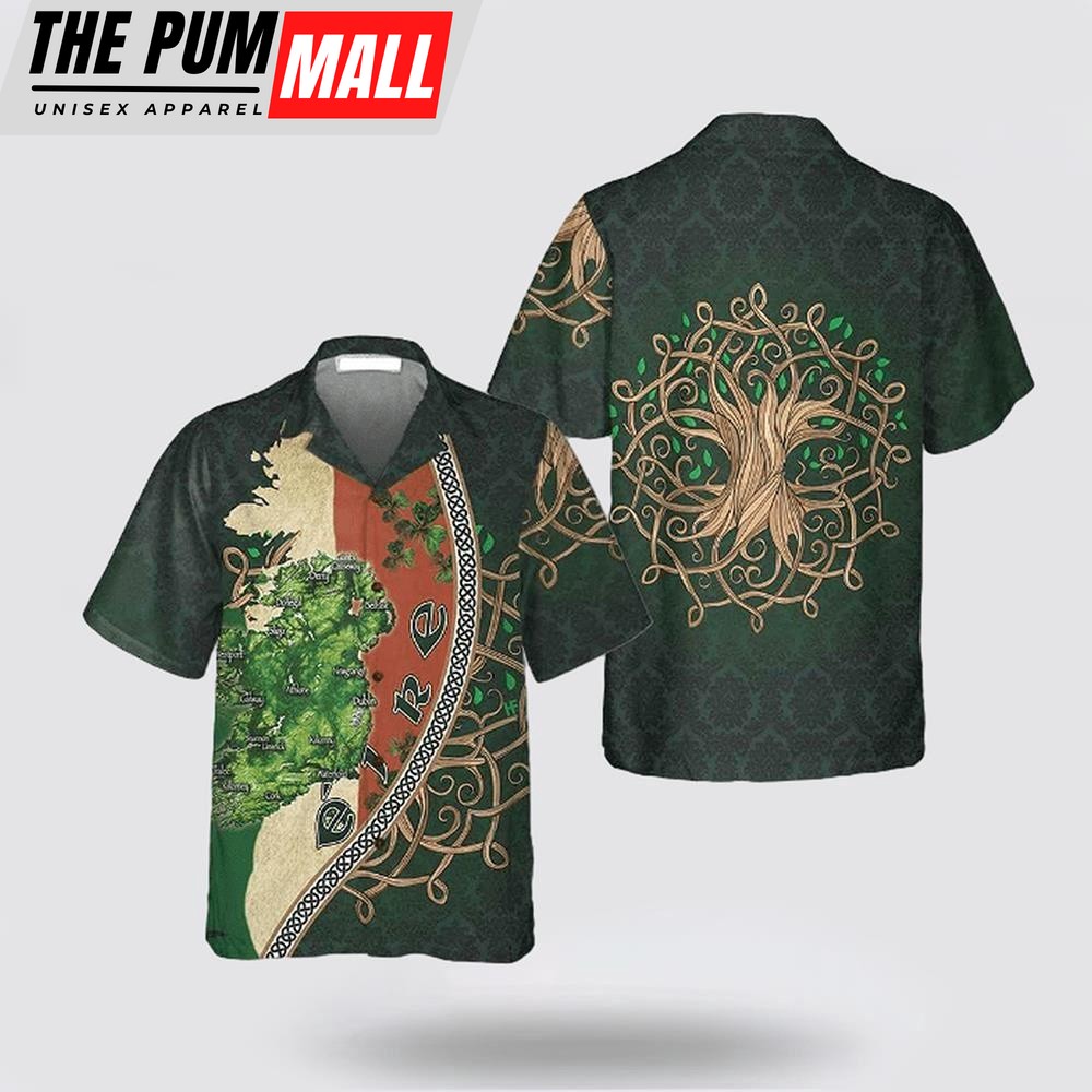 Ireland Map Happy Saint Patrick’s Day Hawaiian Shirt, St Patricks Day Shirts, Shamrock Hawaiian Shirt