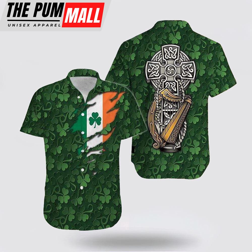 Ireland Patrick Day Hawaiian Shirt, St Patricks Day Shirts, Shamrock Hawaiian Shirt
