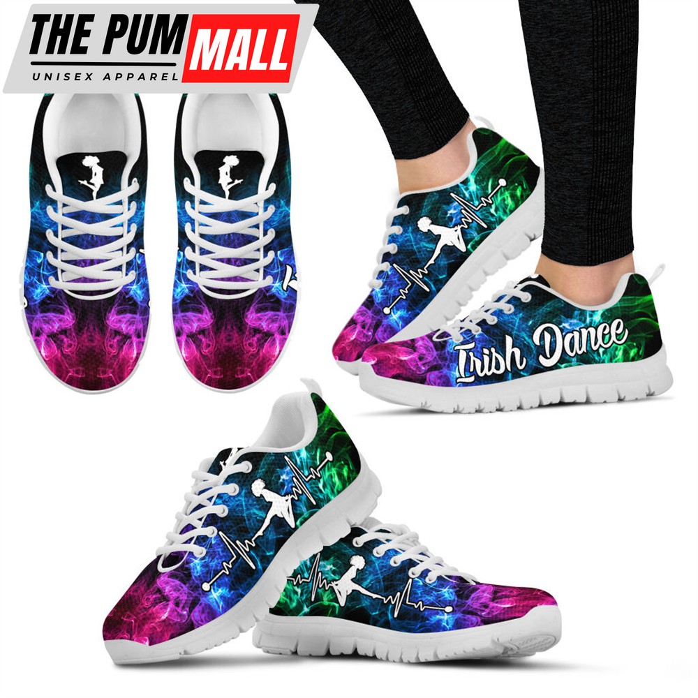 Irish Dance Heartbeat Smoke Sneaker Gift Walking Running Lightweight Casual Shoes Irish Gift St.Patrick’s Day Malalan