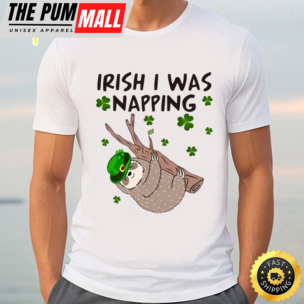 Irish I Was Napping Funny Sloth St Patricks Day On Mens T-shirt