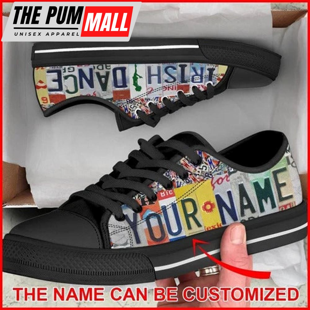 Irish License Plates Personalized Canvas Low Top Shoes – Low Top Shoes Mens, Women